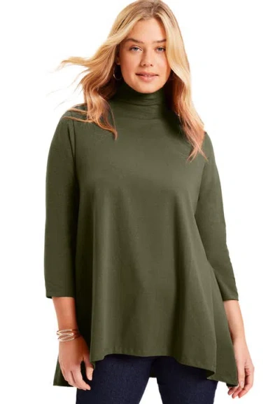 June + Vie One+only Mock-neck Tunic In Green