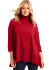 June + Vie One+only Mock-neck Tunic In Red