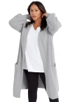 June + Vie Open-front Cardigan In Gray