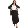 June + Vie Pleated Midi Skirt In Black