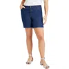 June + Vie Raw Hem June Fit Denim Shorts In Blue