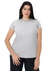 June + Vie Ribbed Crewneck Top In Gray