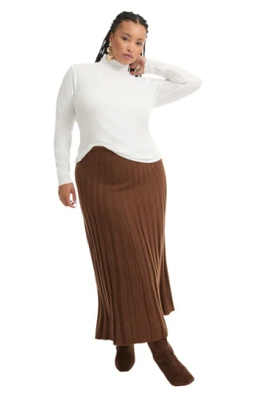June + Vie Ribbed Mock Neck Top In White