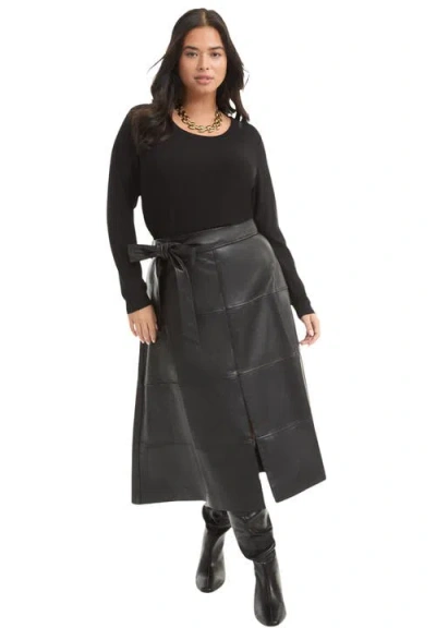 June + Vie Ribbed Scoopneck Top In Black