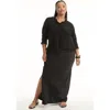 June + Vie Ruffle Hem Buttoned Sweater In Black