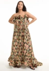 June + Vie Ruffled Metallic Maxi Dress In Multi