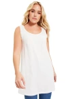 June + Vie Scoopneck One + Only Tunic Tank In White