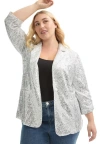 June + Vie Sequin Blazer In Burgundy