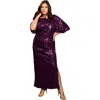 June + Vie Sequin Midi Dress In Purple