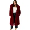 June + Vie Shaggy Faux Fur Coat In Brown