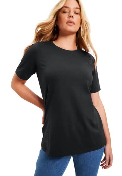June + Vie Short-sleeve Crewneck One + Only Tee In Black