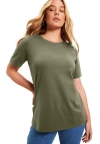 June + Vie Short-sleeve Crewneck One + Only Tee In Green