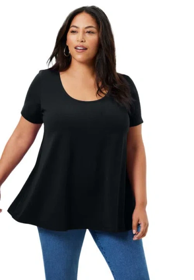 June + Vie Short-sleeve Swing One + Only Tee In Black