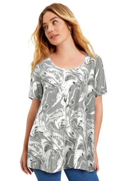 June + Vie Short-sleeve Swing One + Only Tee In Gray