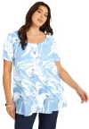 June + Vie Short-sleeve Swing One + Only Tunic In Blue