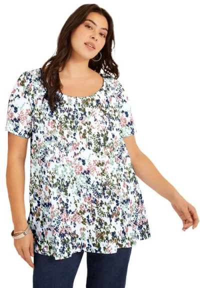 June + Vie Short-sleeve Swing One + Only Tunic In Multi