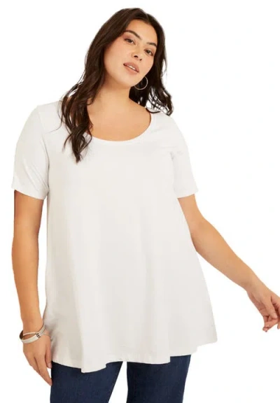 June + Vie Short-sleeve Swing One + Only Tunic In White