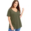 June + Vie Short-sleeve V-neck One + Only Tunic In Green