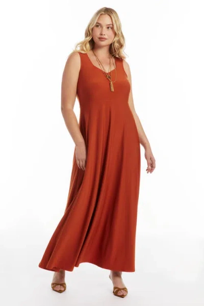 June + Vie Sleeveless Sweetheart Dress In Orange