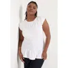 June + Vie Smocked Peplum Top In White