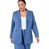 June + Vie Smooth Classic Blazer In Blue