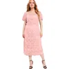 June + Vie Square-neck Lace Dress In Burgundy