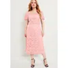 June + Vie Square-neck Lace Dress In Pink