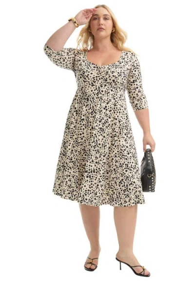 June + Vie Sweetheart Swing Dress In Neutral