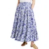 June + Vie Tiered Midi Skirt In Animal Print
