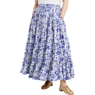 June + Vie Tiered Midi Skirt In Animal Print