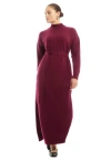June + Vie Turtleneck Sweater Dress In Burgundy