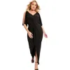June + Vie Twist-front Dress In Black