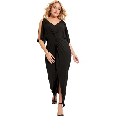 June + Vie Twist-front Dress In Black