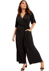 June + Vie Wide-leg Jumpsuit In Black