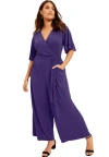 June + Vie Wide-leg Jumpsuit In Blue