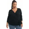 June + Vie Wrap-front Cardigan In Animal Print