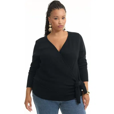 June + Vie Wrap-front Cardigan In Animal Print
