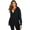 June + Vie Wrap-front Cardigan In Black