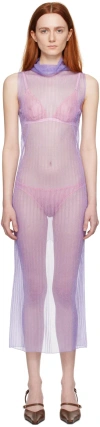 Juneyen Purple Sheer Midi Dress In Light Purple