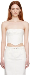Juneyen White Raw Edge Denim Corset In White
