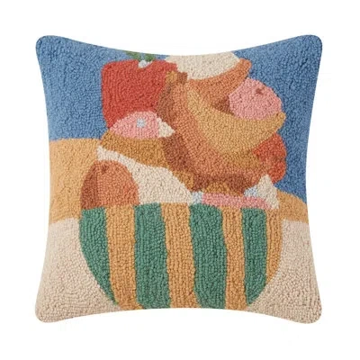 Jungalow Abbon Wool Hook Pillow By  In Blue;green;beige;gold
