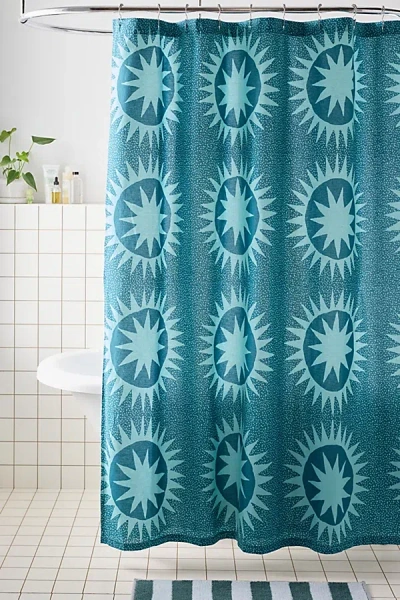 Jungalow By Justina Blakeney Jungalow Soleil Shower Curtain In Turquoise At Urban Outfitters In Blue