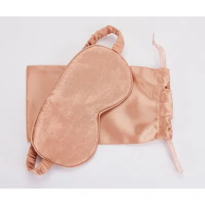 Jungalow Hamsa Embroidered Quilted Silk Eye Mask In Pink