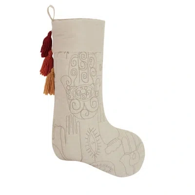 Jungalow Hamsa Quilted Stocking With Tassels In Multicolor