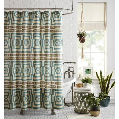 Jungalow Hypnotic Geometric Single Shower Curtain In Blue