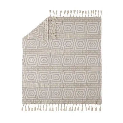Jungalow Hypnotic Woven Throw With Tassels In Taupe