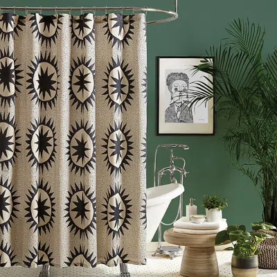Jungalow Justina Blakeney Soleil Shower Curtain In Brown