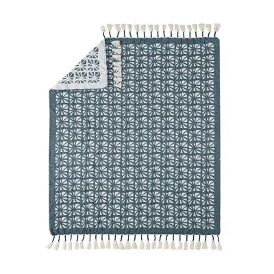 Jungalow Planetarium Woven Throw With Tassels In Green