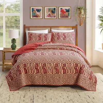 Jungalow Verona Geometric Reversible Cotton Quilt Set By  In Multi