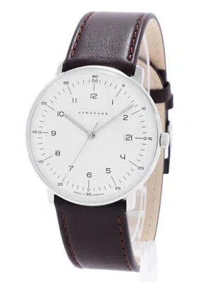 Pre-owned Junghans Max Bill Quartz 041/4461.02 Sapphire White Dial Brown 38mm Men's